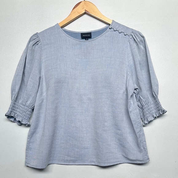 Who What Wear Tops - Who What Wear Sky Blue Puff Sleeve Blouse